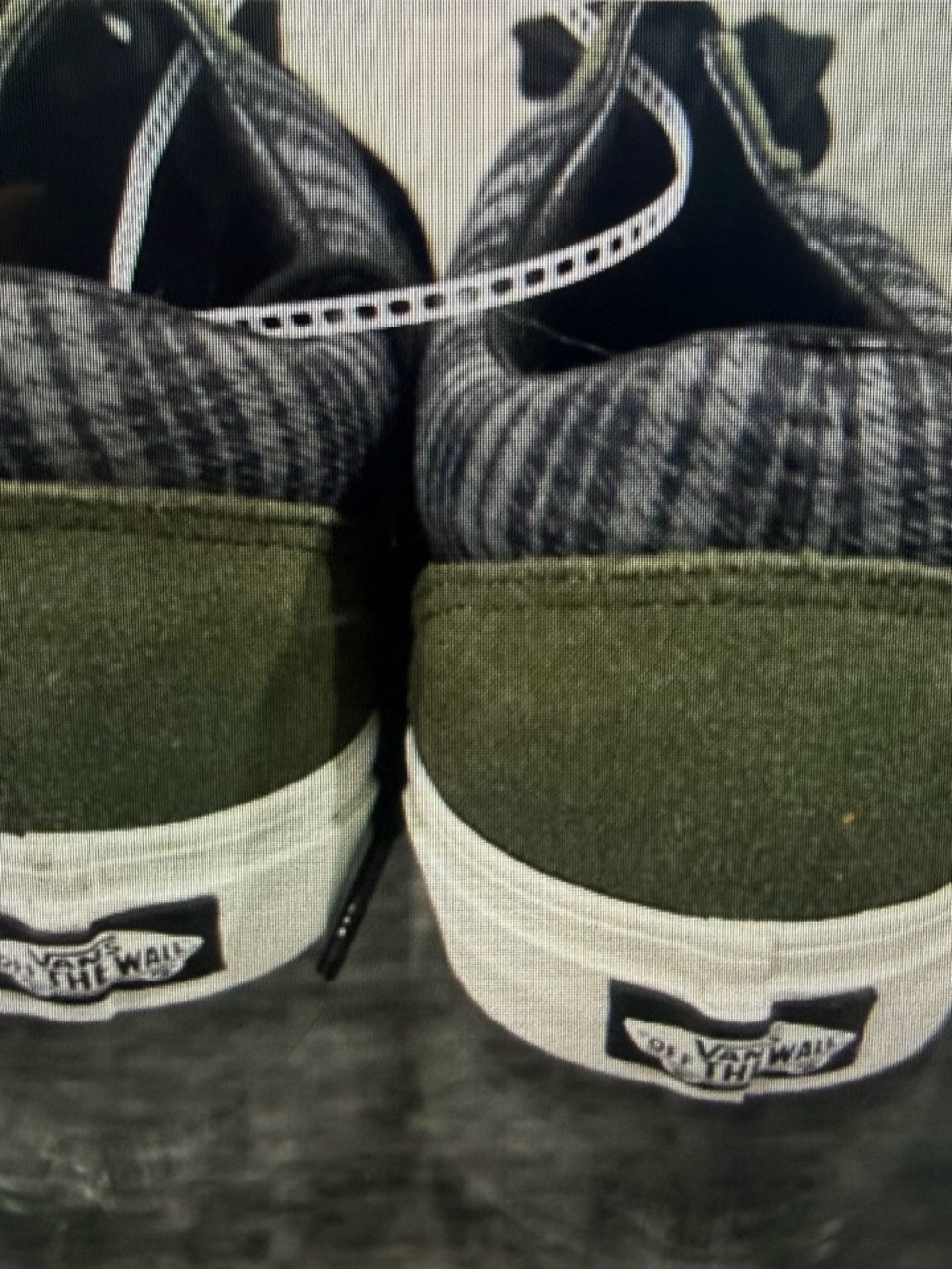 Vans Old Skool 'Olive Blue' - Gr with Gray Plaid Accents - Size 9 - Picture 4 of 5